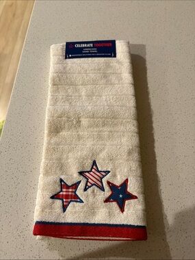 Celebrate Together Americana Cream Cotton Kitchen Towel with Stars